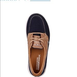 Comfy blue and tan boat shoes Sketchers